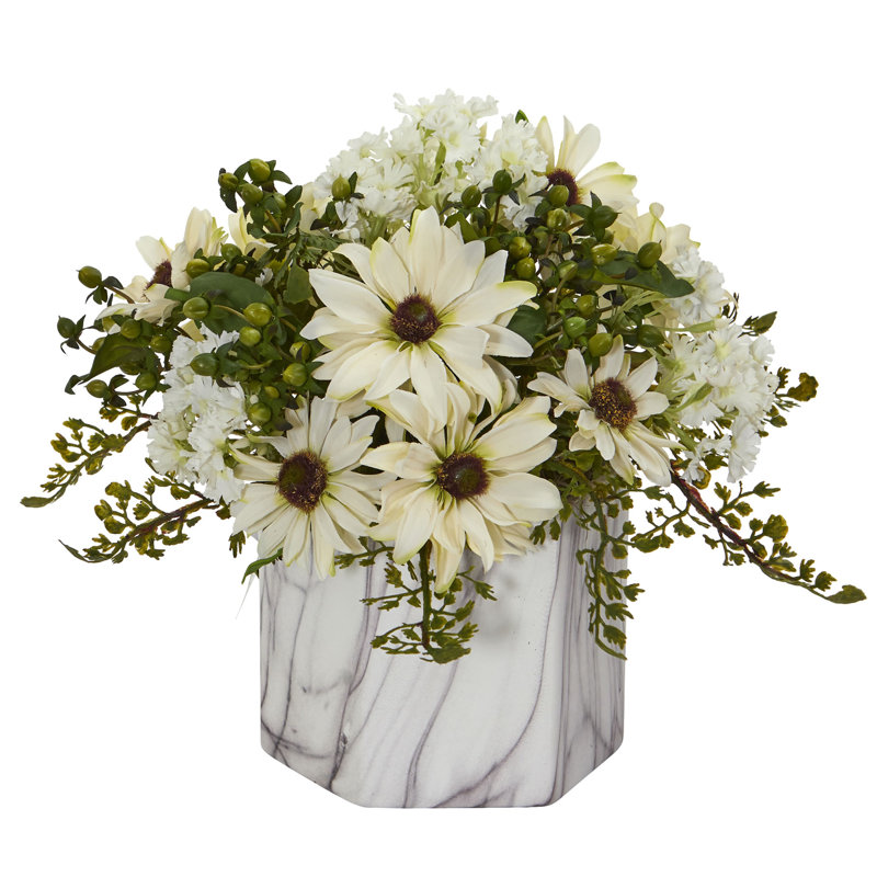 Highland Dunes Artificial Daisies Floral Arrangement in Vase Wayfair.ca